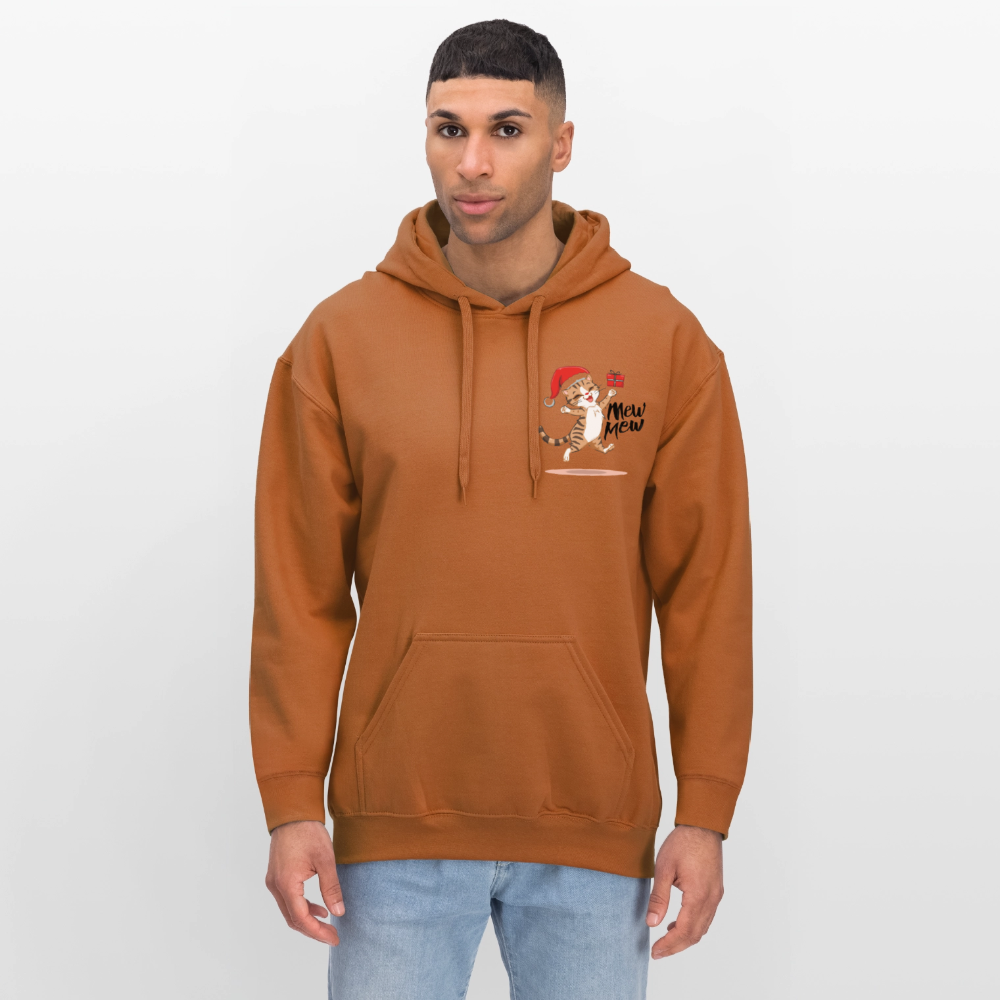 Weihnachtskatzen Hoodie "Mew Mew" | Lustiger Katzen Pullover | Modernes Weihnachtsgeschenk für Katzenfans | Unisex Kapuzenpullover - Athletic Orange