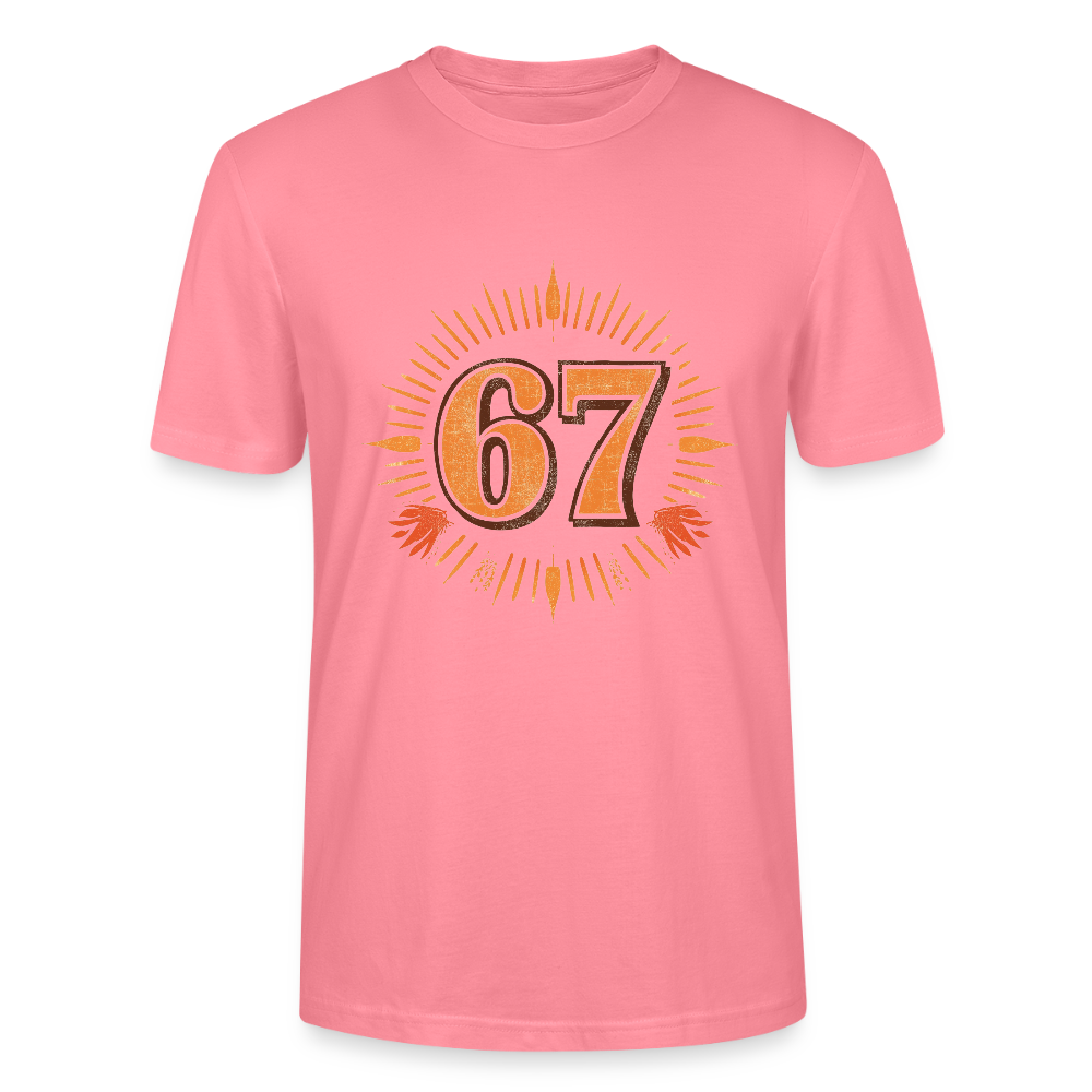 Retro T-Shirt | Zahl 67 Sunburst Design | Vintage Sport Style | College Look | Stanley/Stella Crafter Unisex - Pink 