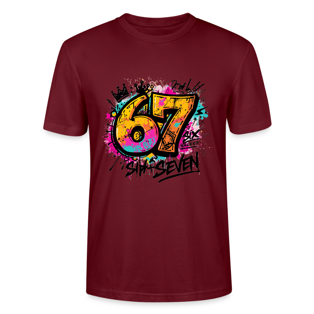 Graffiti T-Shirt 67 | Street Art Design | Bunte Urban Wear | Zahl Sechs Sieben | Hip Hop Style | Stanley/Stella Crafter Unisex - Burgunderrot