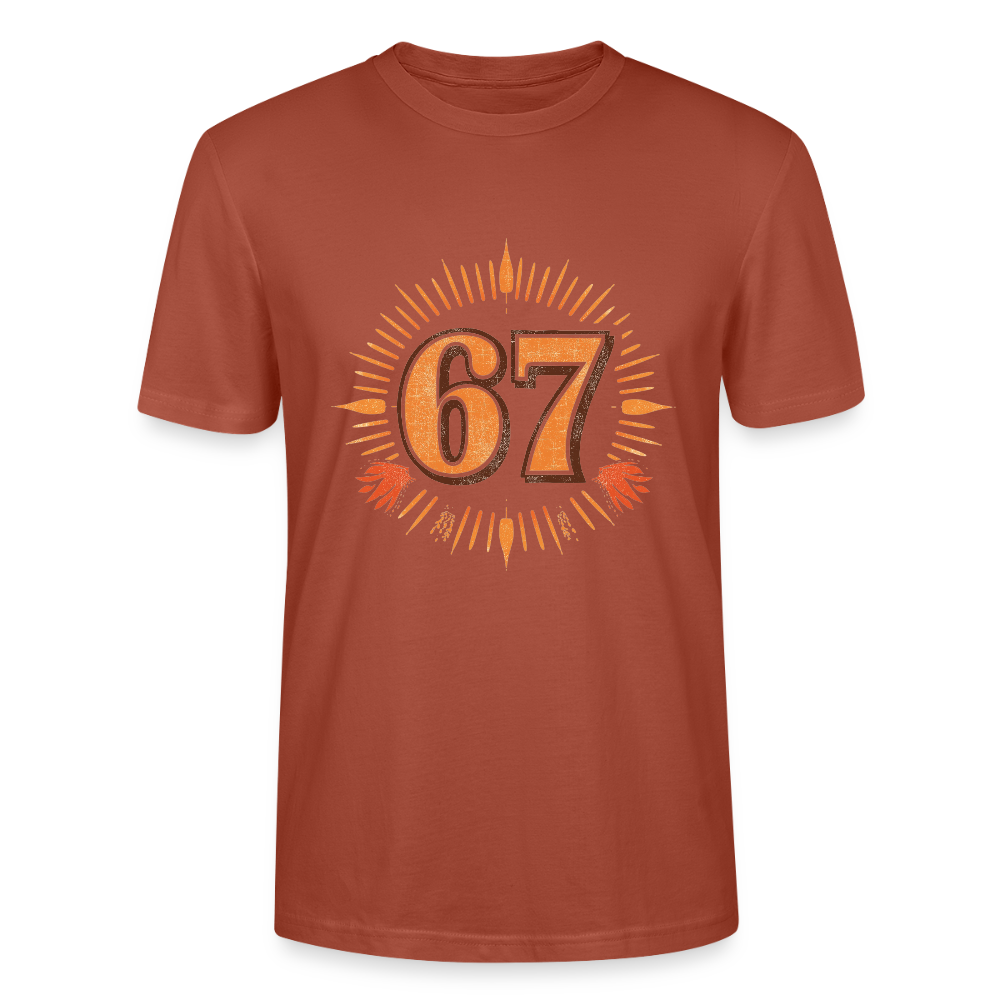 Retro T-Shirt | Zahl 67 Sunburst Design | Vintage Sport Style | College Look | Stanley/Stella Crafter Unisex - Terrakotta