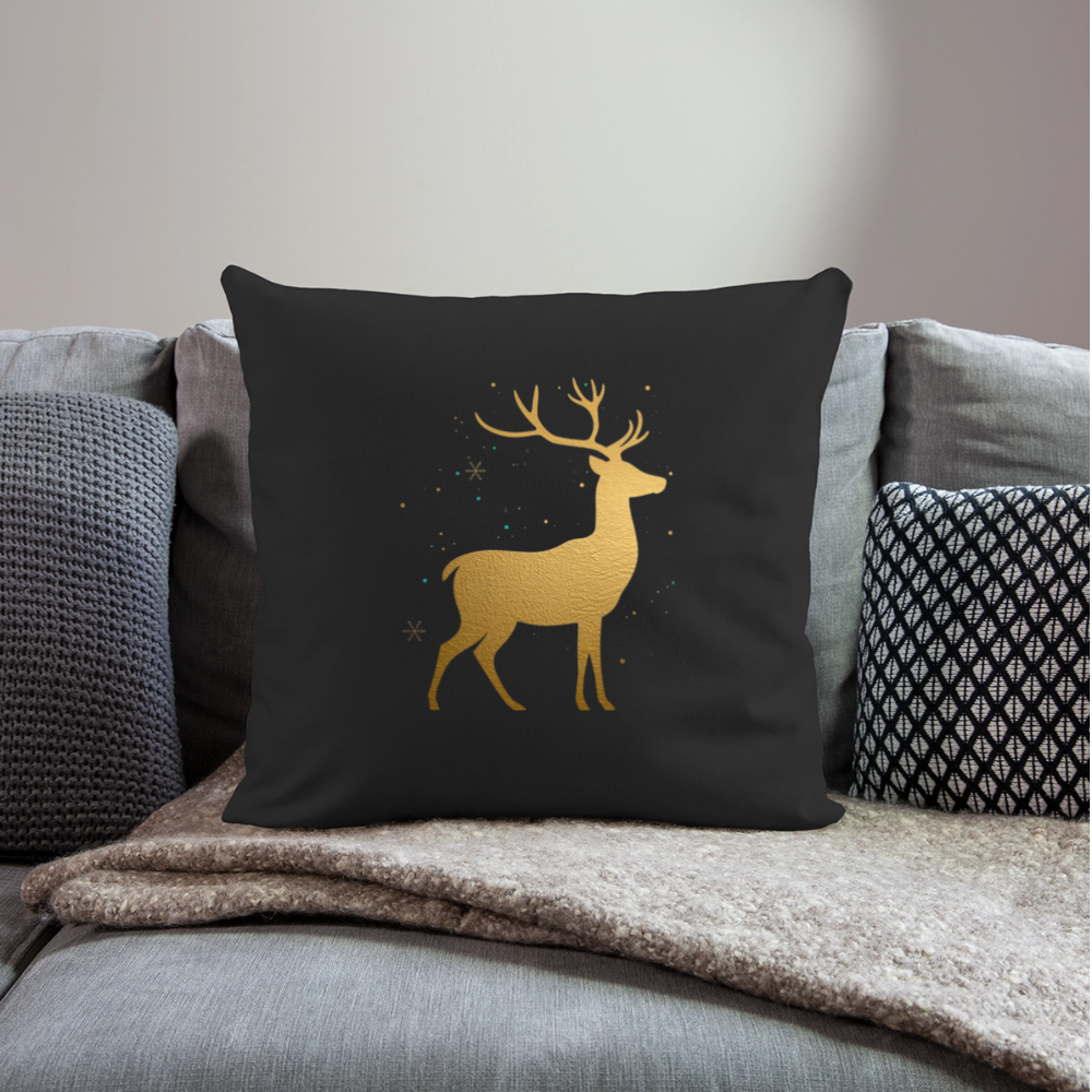 Goldener Hirsch Sofakissenbezug 44×44 cm | Weihnachtsdeko | Personalisierbares Kissen | Holiday Decoration | Geschenkidee - Schwarz