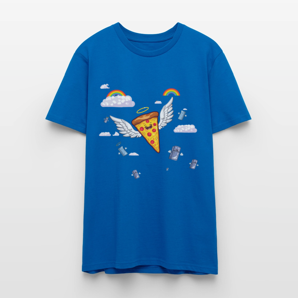Pizza Engel T-Shirt | Fliegendes Pizzastück mit Heiligenschein | Surrealer Pop-Art Style | Space Invaders | Stanley/Stella - Pfauenblau