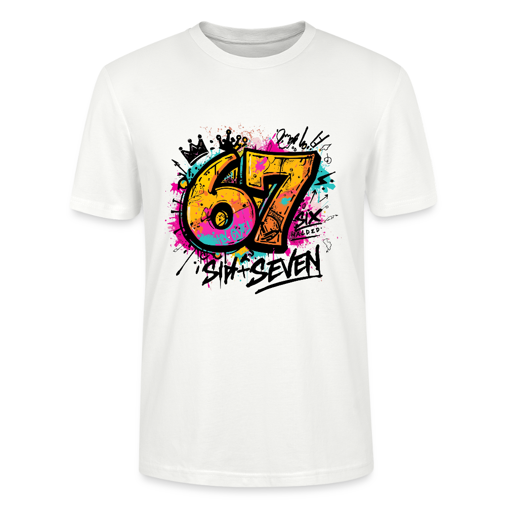 Graffiti T-Shirt 67 | Street Art Design | Bunte Urban Wear | Zahl Sechs Sieben | Hip Hop Style | Stanley/Stella Crafter Unisex - Weiß