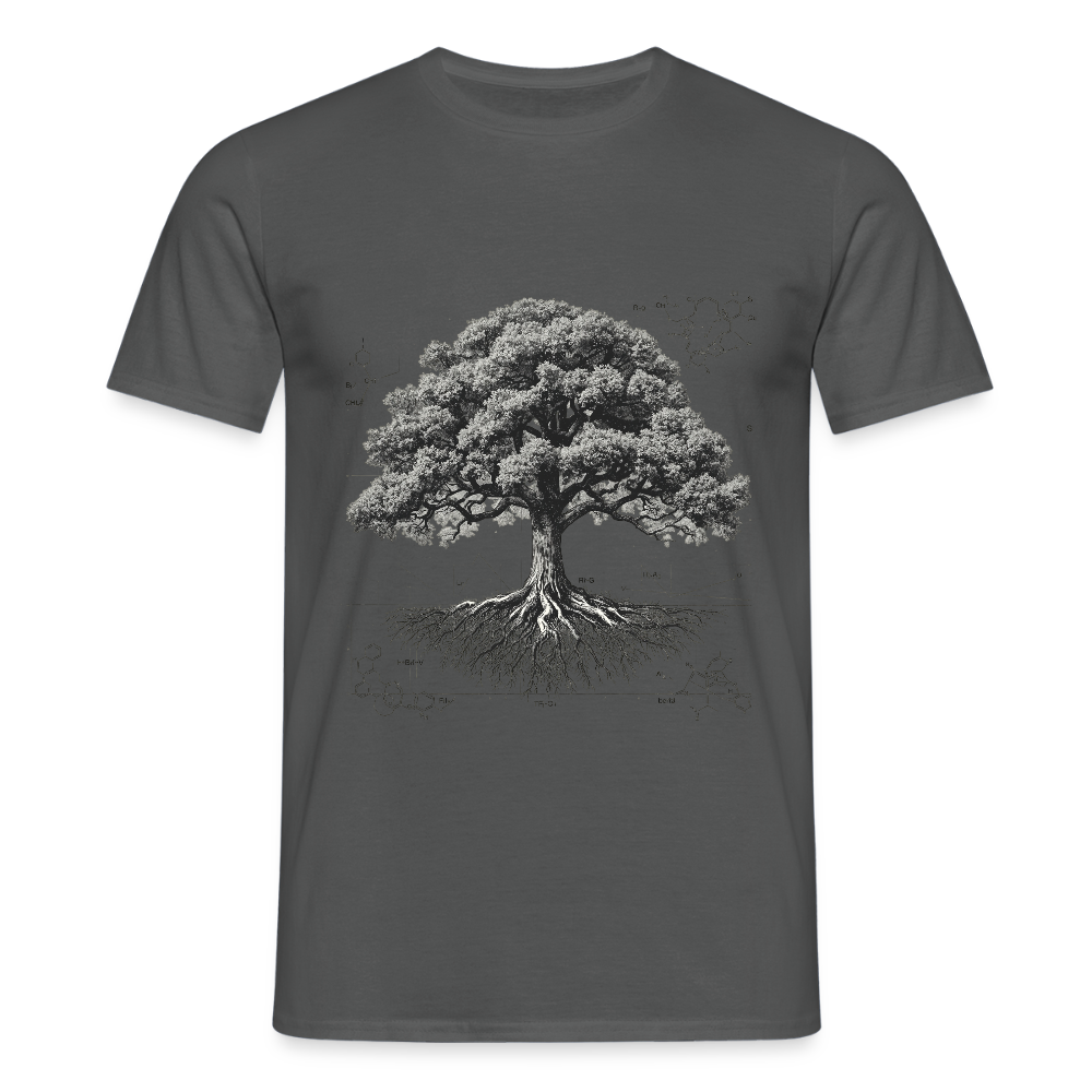 Baumdiagramm-T-Shirt – Natur- und Wissenschafts-Grafik-T-Shirt für Männer – Botanisches Baumanatomie-Shirt – Handbedrucktes Outdoor-Shirt für Naturliebhaber - Anthrazit