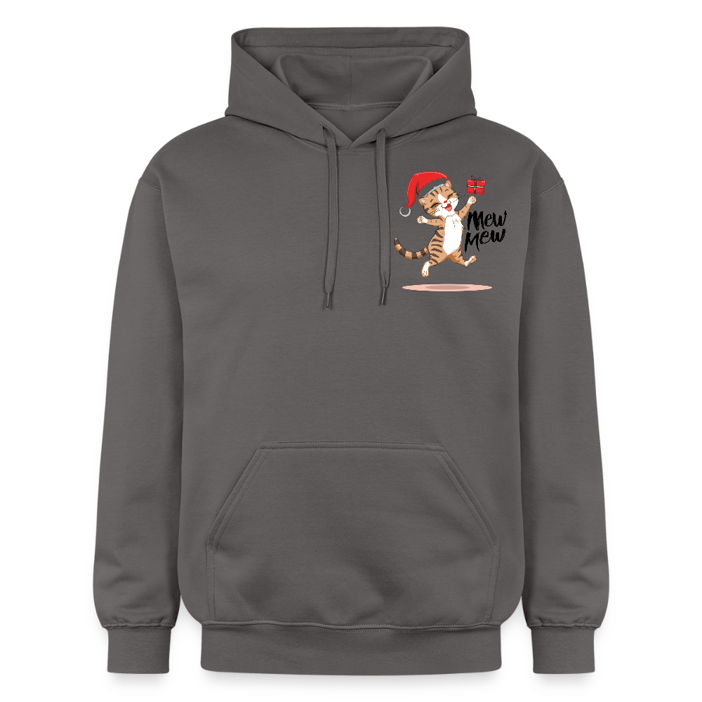 Weihnachtskatzen Hoodie "Mew Mew" | Lustiger Katzen Pullover | Modernes Weihnachtsgeschenk für Katzenfans | Unisex Kapuzenpullover - Dunkelgrau