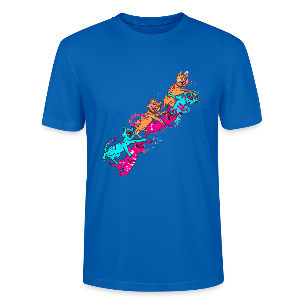 Neon Cat Gang T-Shirt | Verrückte Katzen auf Roller | Vibrant Streetwear Design | Stanley/Stella Bio-Baumwolle - Pfauenblau