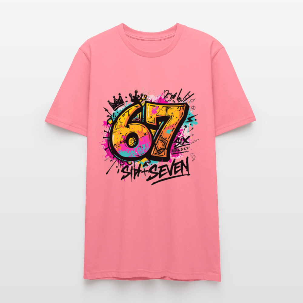 Graffiti T-Shirt 67 | Street Art Design | Bunte Urban Wear | Zahl Sechs Sieben | Hip Hop Style | Stanley/Stella Crafter Unisex - Pink 