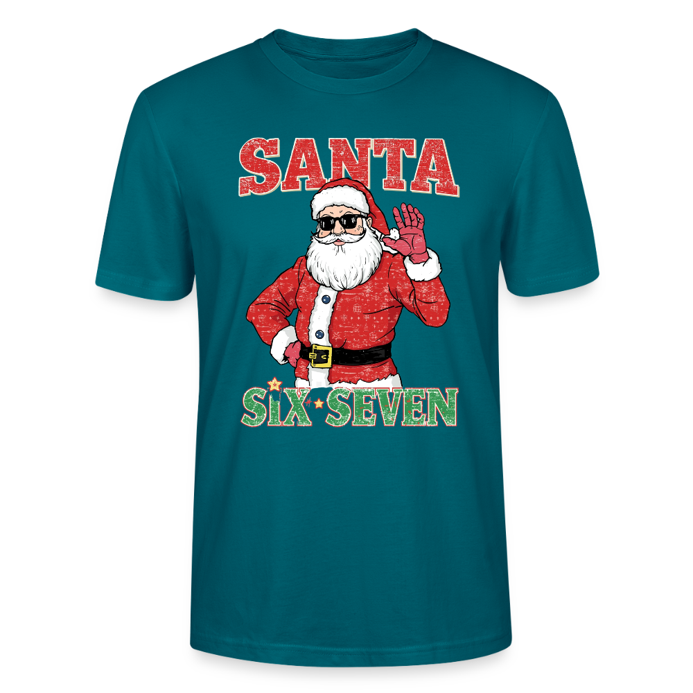 Cool Santa T-Shirt | Six Seven Edition | Lässiger Weihnachtsmann mit Sonnenbrille | Ugly Christmas Party Look | Vintage Distressed | Stanley/Stella - Ozeanblau