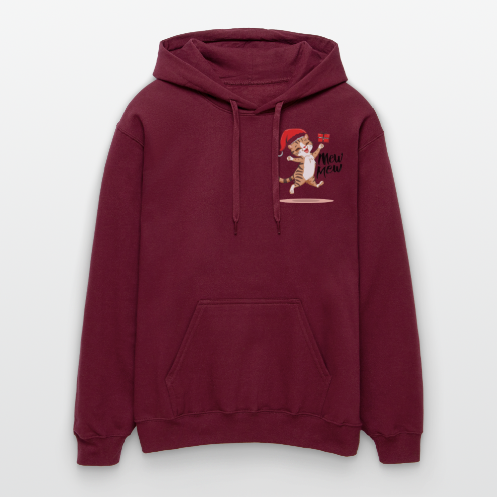 Weihnachtskatzen Hoodie "Mew Mew" | Lustiger Katzen Pullover | Modernes Weihnachtsgeschenk für Katzenfans | Unisex Kapuzenpullover - Maroon
