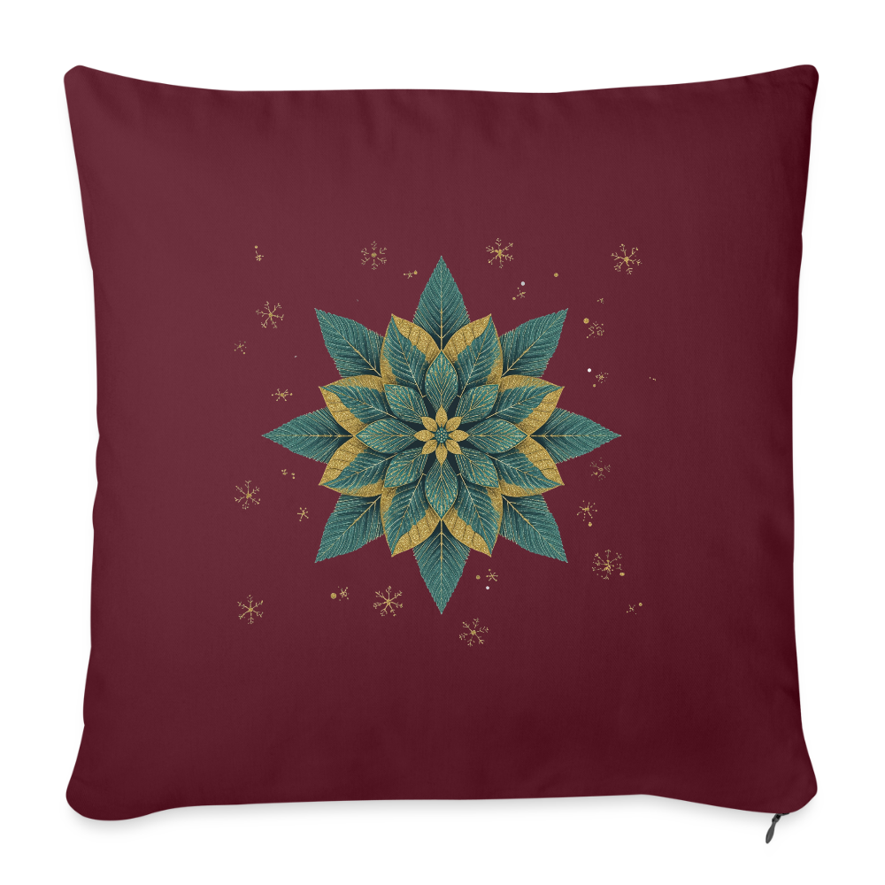 Personalisiertes Weihnachtskissen – Sofakissenbezug 44x44 cm mit festlichem Blumenstern – Holiday Decorations – Geschenkidee – Kissenbezug personalisierbar - Burgunderrot