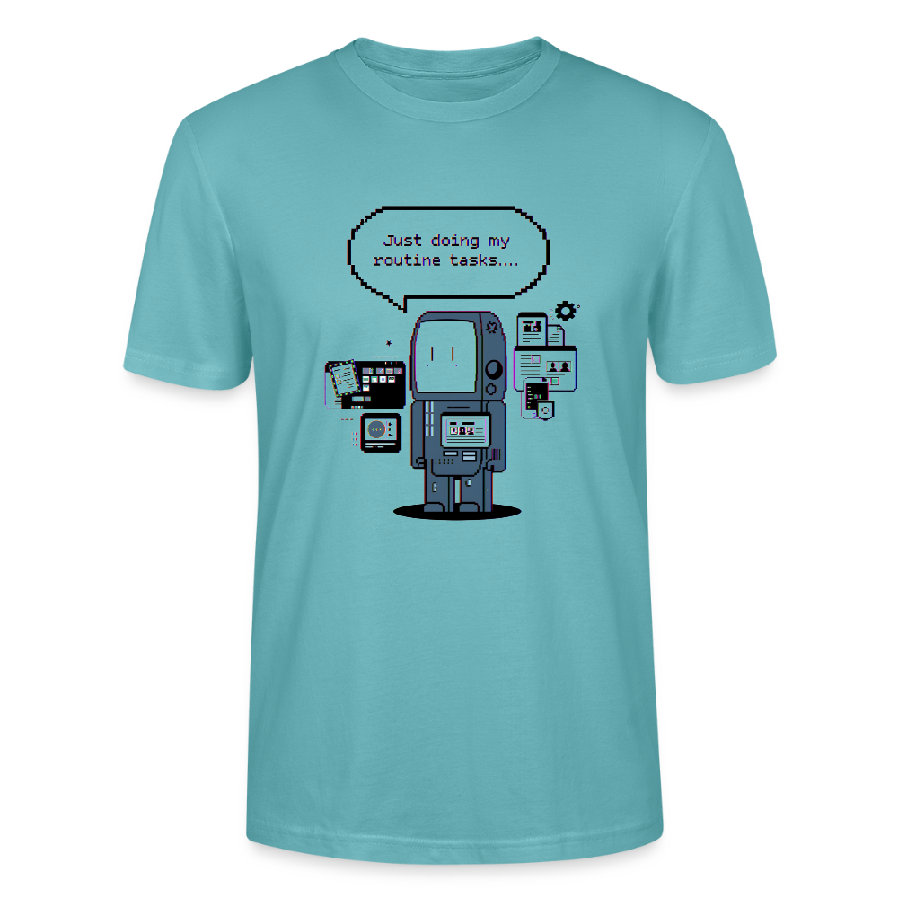 Lustiges Roboter T-Shirt | Just Doing My Routine Tasks | Retro Pixel Art | Programmierer Geschenk | Tech Humor | Stanley/Stella Crafter Unisex - Pastelltürkis