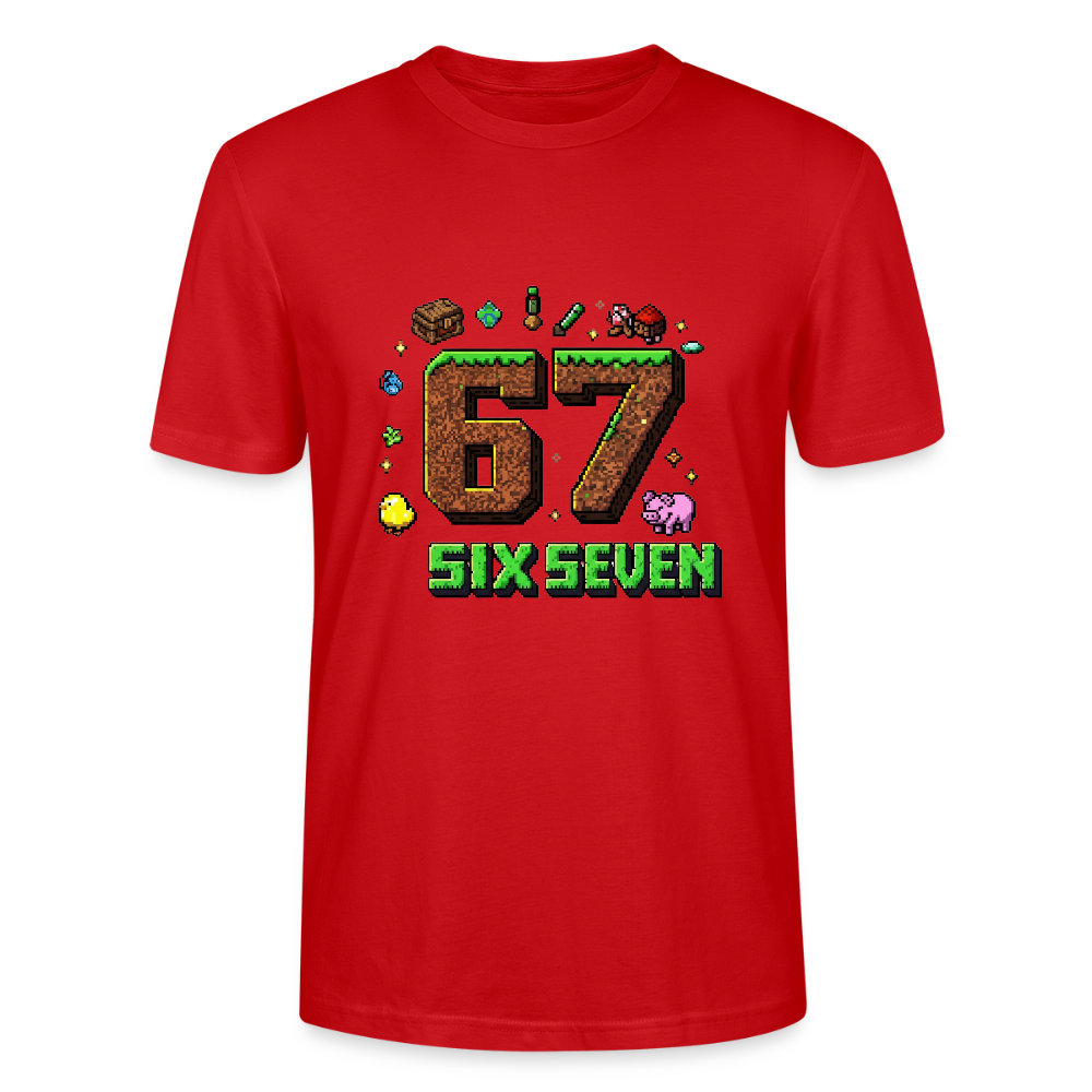 Pixel Style T-Shirt | Pixel Art Zahl 67 | Retro Gaming Look | Blockwelt Design | Stanley/Stella Crafter Unisex - Rot