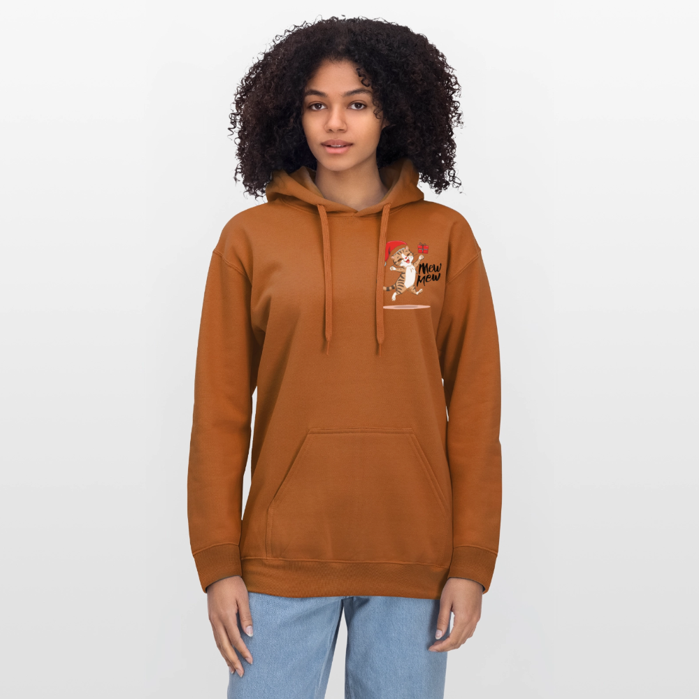 Weihnachtskatzen Hoodie "Mew Mew" | Lustiger Katzen Pullover | Modernes Weihnachtsgeschenk für Katzenfans | Unisex Kapuzenpullover - Athletic Orange