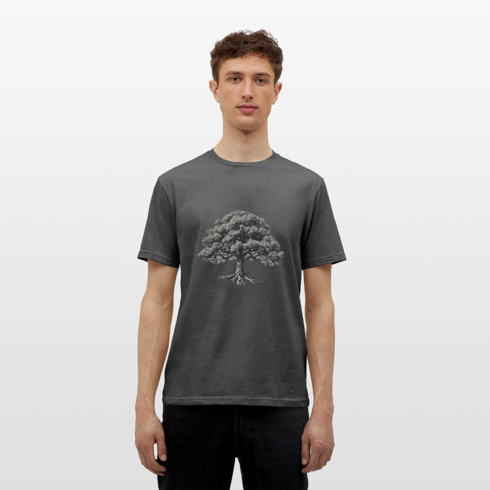 Baumdiagramm-T-Shirt – Natur- und Wissenschafts-Grafik-T-Shirt für Männer – Botanisches Baumanatomie-Shirt – Handbedrucktes Outdoor-Shirt für Naturliebhaber - Anthrazit