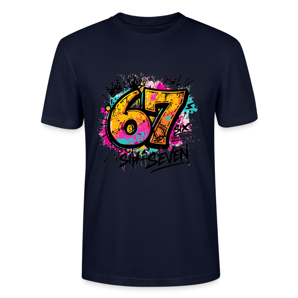 Graffiti T-Shirt 67 | Street Art Design | Bunte Urban Wear | Zahl Sechs Sieben | Hip Hop Style | Stanley/Stella Crafter Unisex - Navy