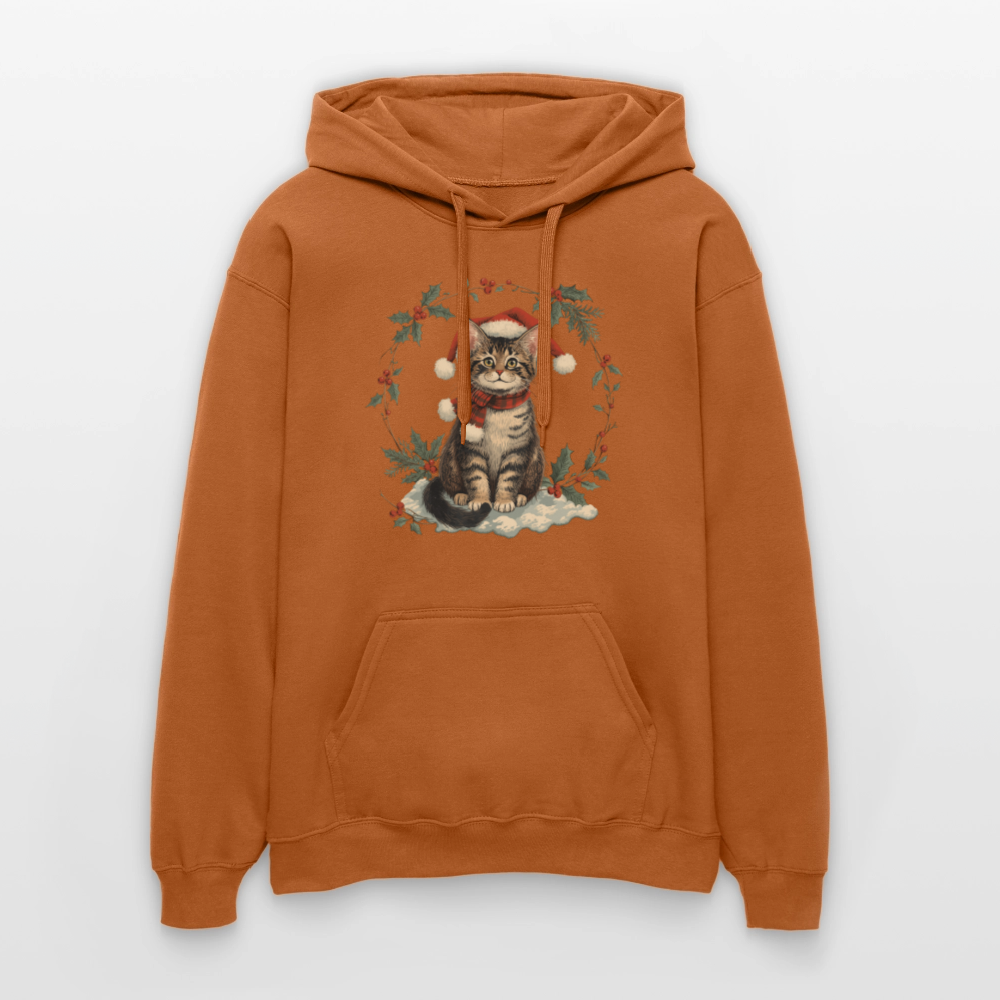 Vintage Weihnachtskatze Hoodie | Nostalgisches 1920er Jahre Katzenmotiv | Unisex Geschenk für Katzenliebhaber | Gildan Softstyle - Athletic Orange