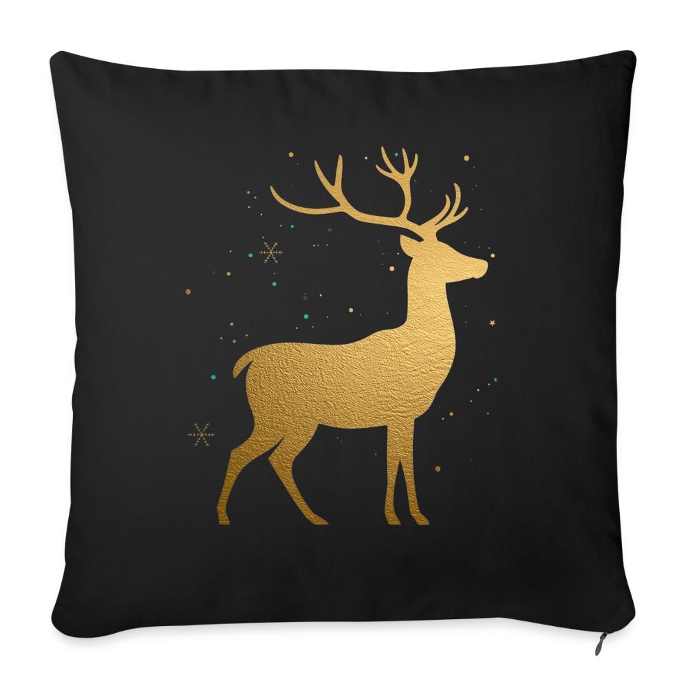 Goldener Hirsch Sofakissenbezug 44×44 cm | Weihnachtsdeko | Personalisierbares Kissen | Holiday Decoration | Geschenkidee - Schwarz