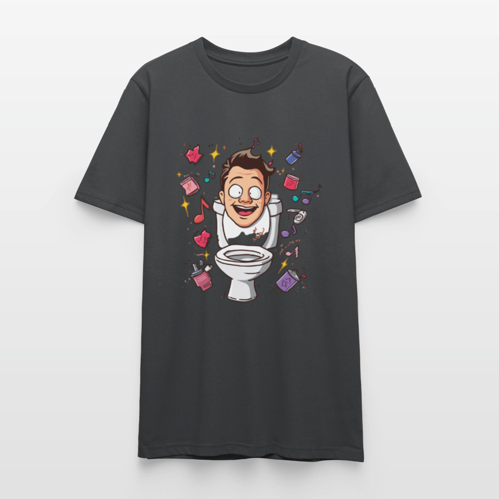 Kult-Cartoon T-Shirt "Toilette Rave" | Verrücktes Party-Design | Lustiges WC-Motiv | Chaos & Musik | Stanley/Stella - Anthrazit