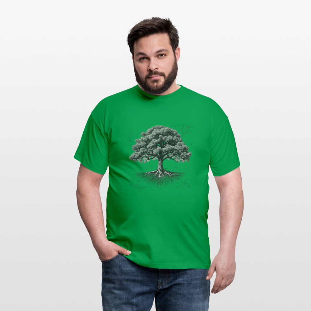 Baumdiagramm-T-Shirt – Natur- und Wissenschafts-Grafik-T-Shirt für Männer – Botanisches Baumanatomie-Shirt – Handbedrucktes Outdoor-Shirt für Naturliebhaber - Kelly Green