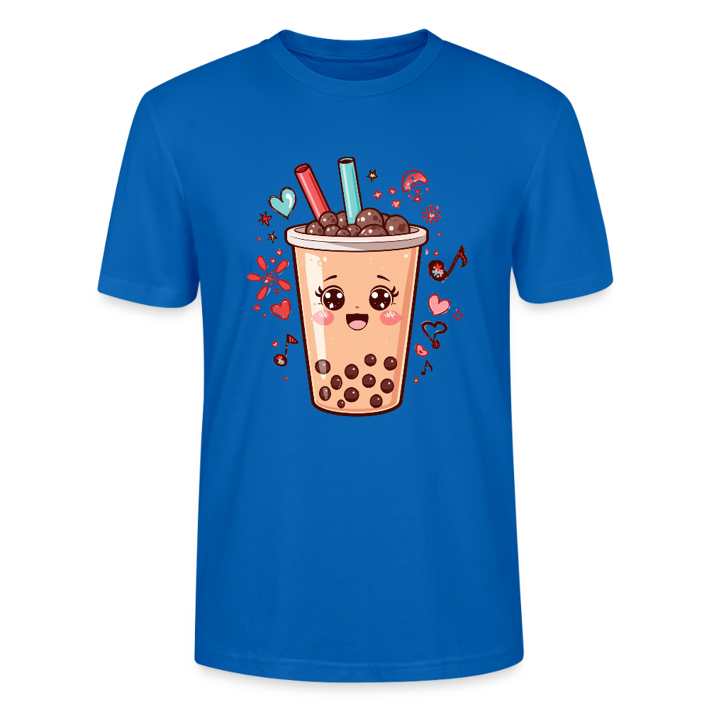 Kawaii Bubble Tea T-Shirt | Süßes Boba Cute Foodie Motiv | Anime Style mit Herzen & Musiknoten | Stanley/Stella Unisex - Pfauenblau