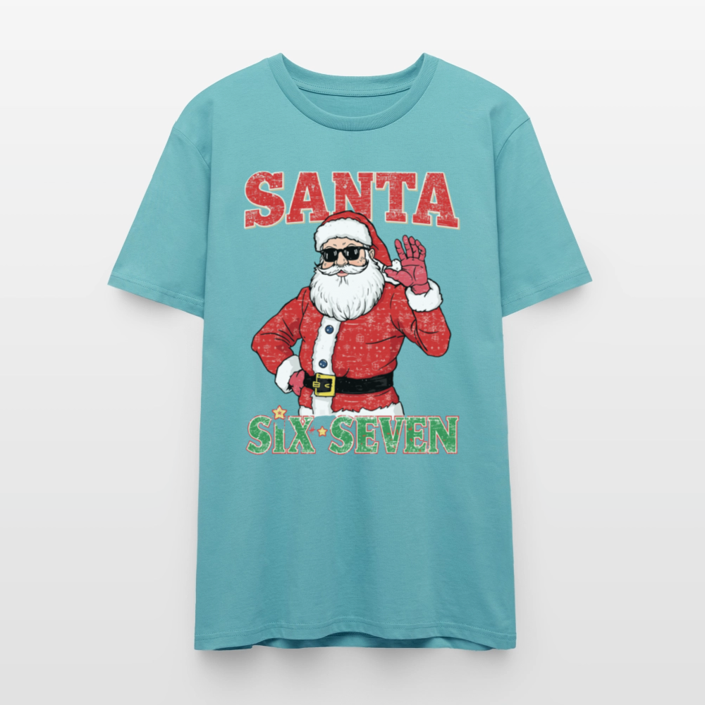 Cool Santa T-Shirt | Six Seven Edition | Lässiger Weihnachtsmann mit Sonnenbrille | Ugly Christmas Party Look | Vintage Distressed | Stanley/Stella - Pastelltürkis