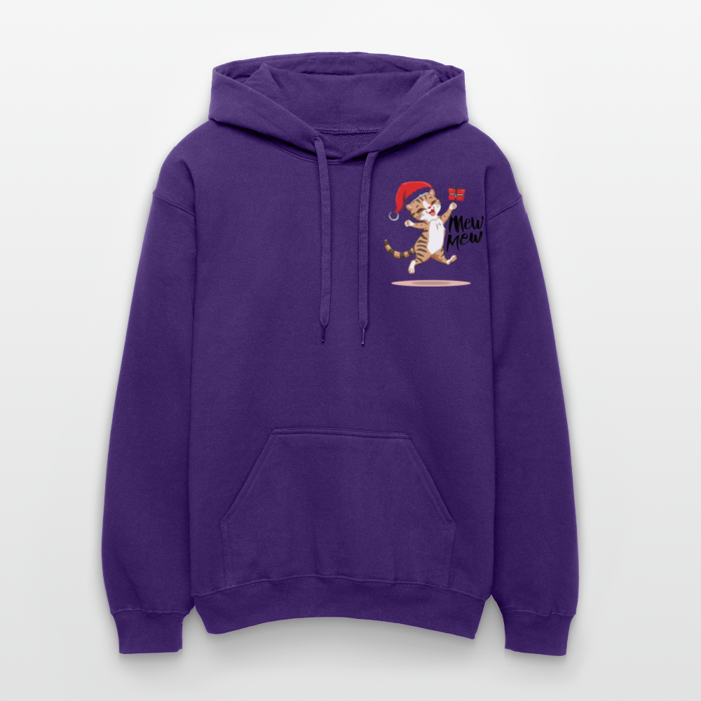 Weihnachtskatzen Hoodie "Mew Mew" | Lustiger Katzen Pullover | Modernes Weihnachtsgeschenk für Katzenfans | Unisex Kapuzenpullover - Lila