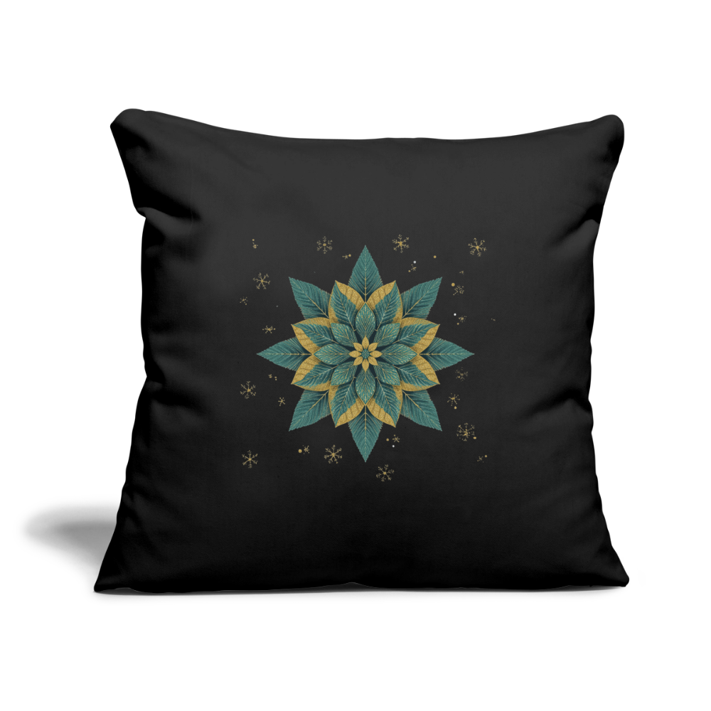 Personalisiertes Weihnachtskissen – Sofakissenbezug 44x44 cm mit festlichem Blumenstern – Holiday Decorations – Geschenkidee – Kissenbezug personalisierbar - Schwarz