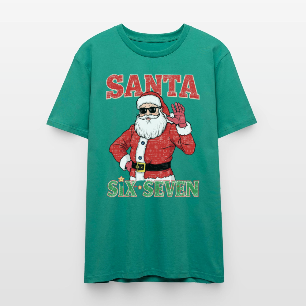 Cool Santa T-Shirt | Six Seven Edition | Lässiger Weihnachtsmann mit Sonnenbrille | Ugly Christmas Party Look | Vintage Distressed | Stanley/Stella - Blaugrün