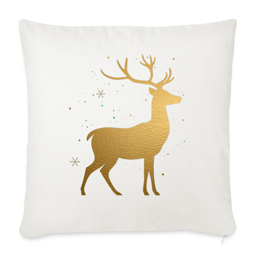 Goldener Hirsch Sofakissenbezug 44×44 cm | Weihnachtsdeko | Personalisierbares Kissen | Holiday Decoration | Geschenkidee - Naturweiß 