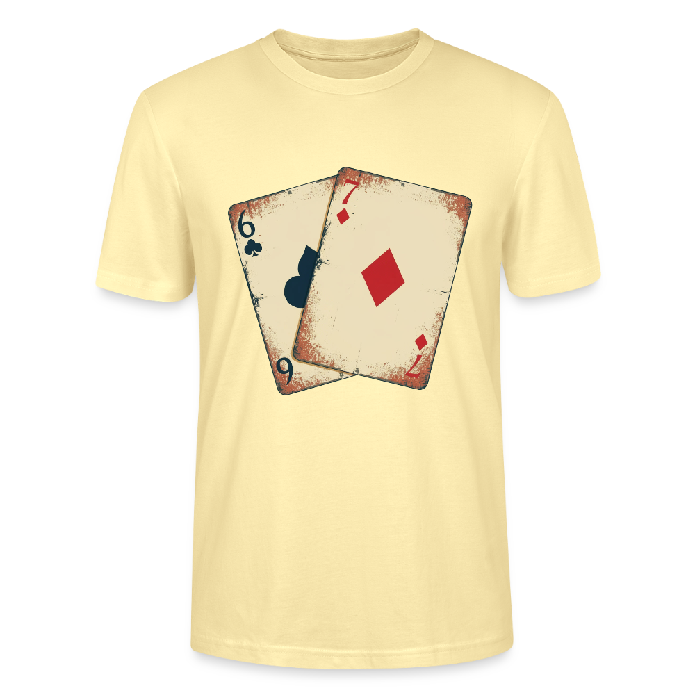 Vintage Poker T-Shirt "Glücksspiel Hand" | Distressed Spielkarten Grunge Look | Casino & Kartenspiel Motiv | Stanley/Stella - Creme