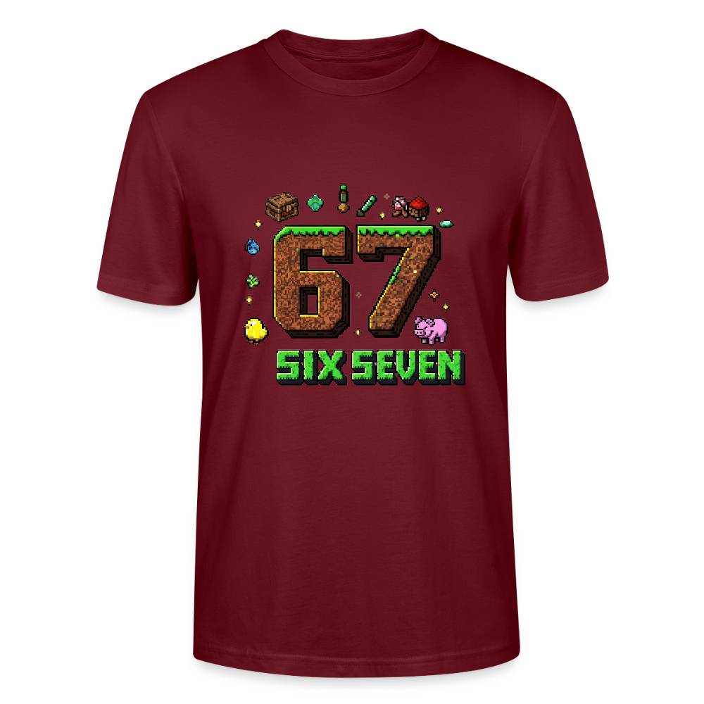 Pixel Style T-Shirt | Pixel Art Zahl 67 | Retro Gaming Look | Blockwelt Design | Stanley/Stella Crafter Unisex - Burgunderrot