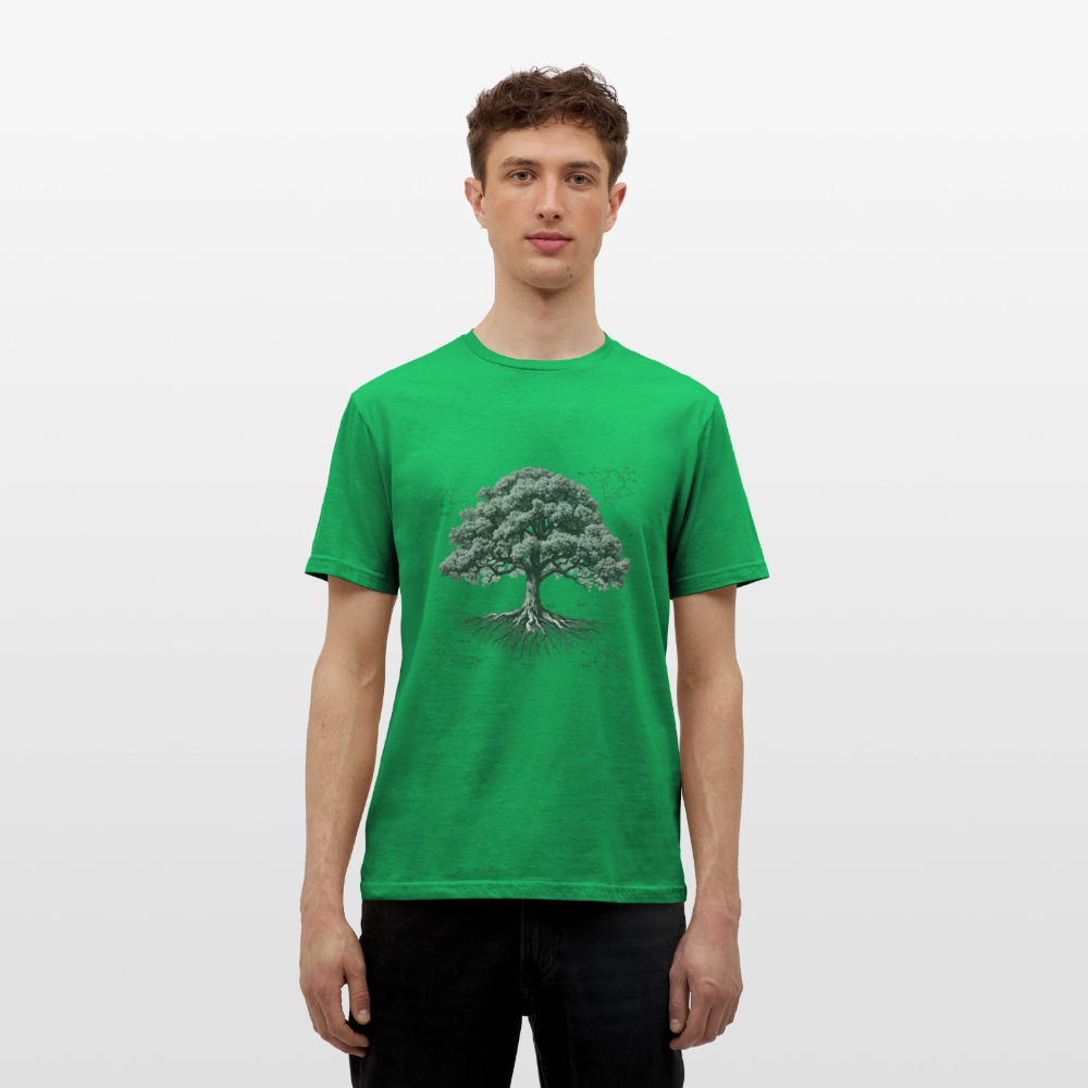 Baumdiagramm-T-Shirt – Natur- und Wissenschafts-Grafik-T-Shirt für Männer – Botanisches Baumanatomie-Shirt – Handbedrucktes Outdoor-Shirt für Naturliebhaber - Kelly Green
