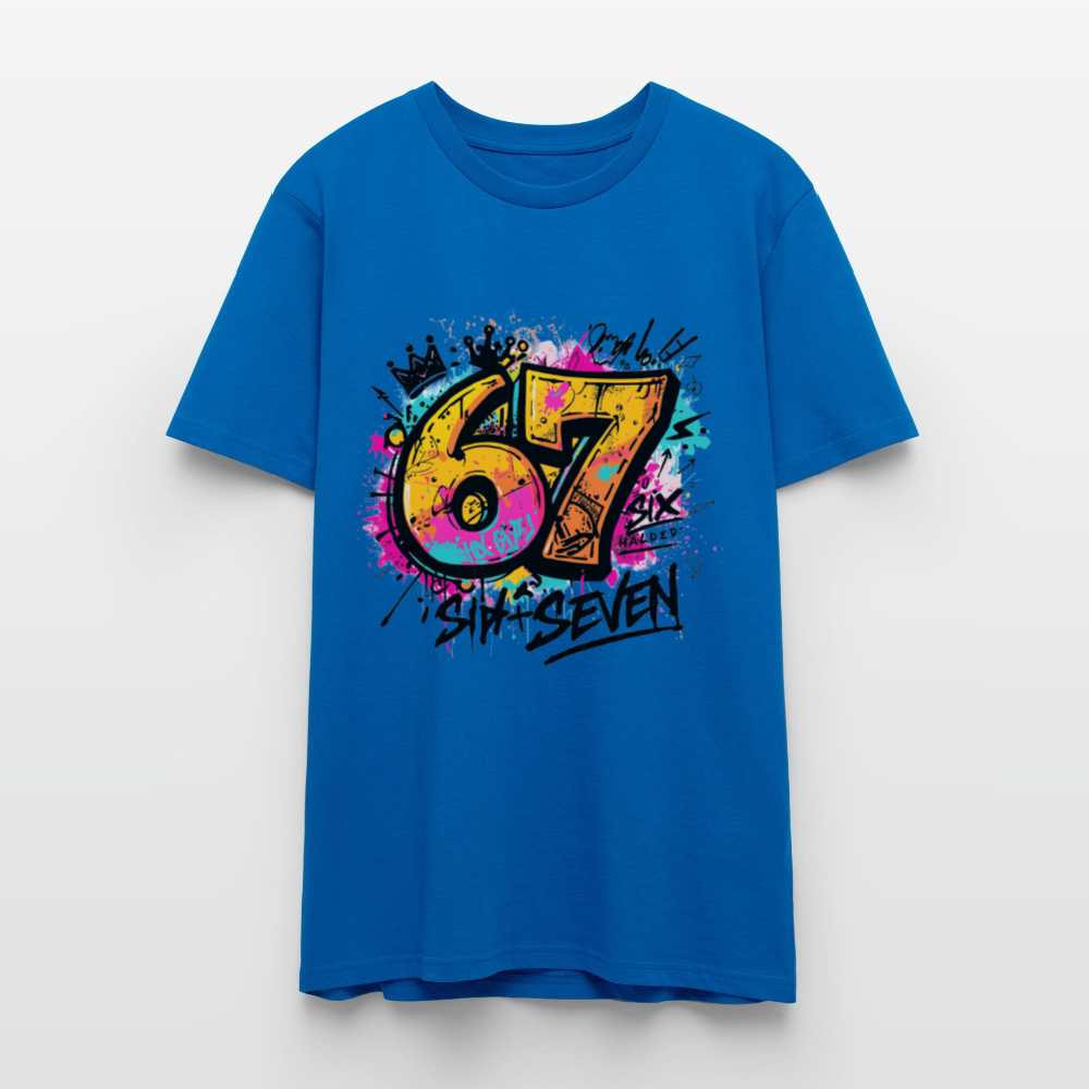 Graffiti T-Shirt 67 | Street Art Design | Bunte Urban Wear | Zahl Sechs Sieben | Hip Hop Style | Stanley/Stella Crafter Unisex - Pfauenblau