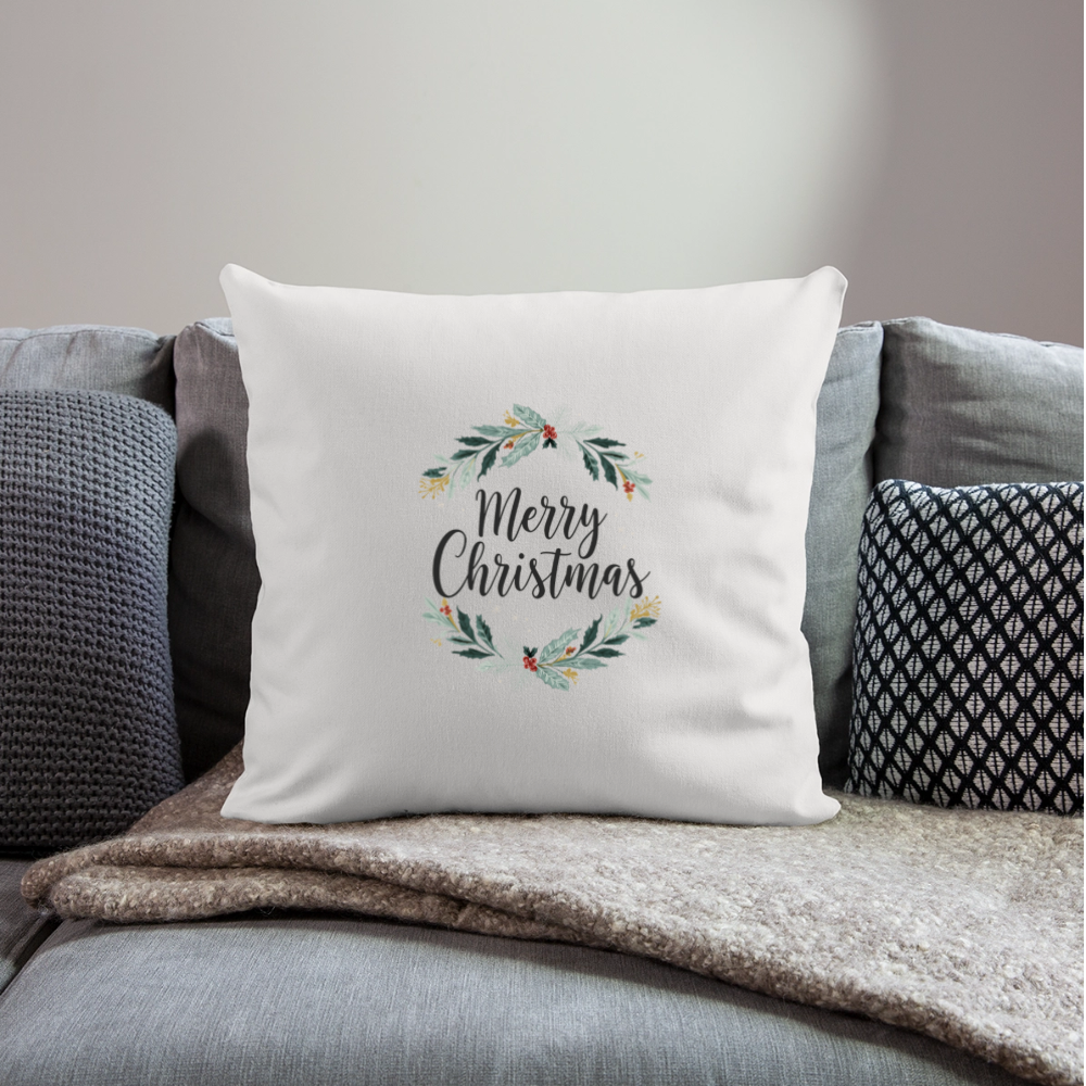 Sofakissenbezug 44x44 cm – Personalisiertes Weihnachtskissen mit „Merry Christmas“-Kranz – Holiday Decorations & Geschenkidee – Kissenbezug für festliche Deko - Naturweiß 