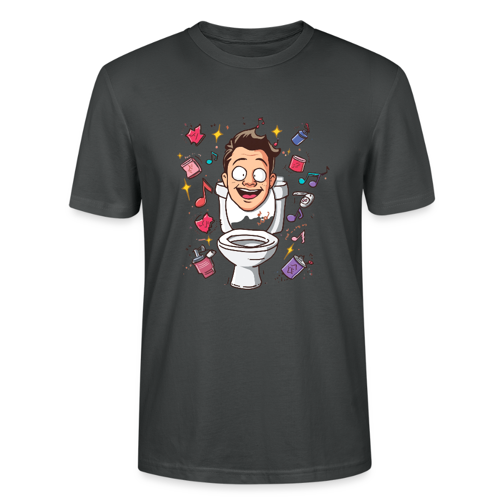 Kult-Cartoon T-Shirt "Toilette Rave" | Verrücktes Party-Design | Lustiges WC-Motiv | Chaos & Musik | Stanley/Stella - Anthrazit