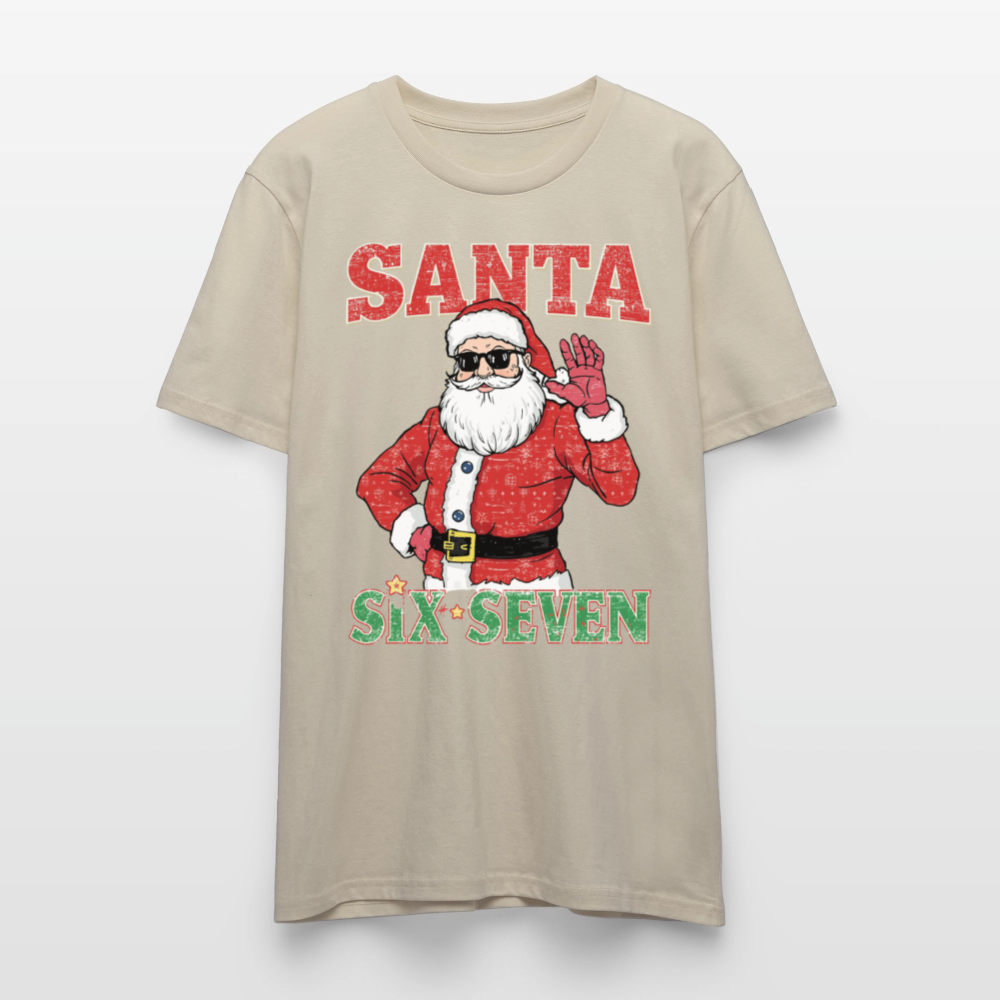 Cool Santa T-Shirt | Six Seven Edition | Lässiger Weihnachtsmann mit Sonnenbrille | Ugly Christmas Party Look | Vintage Distressed | Stanley/Stella - Beige
