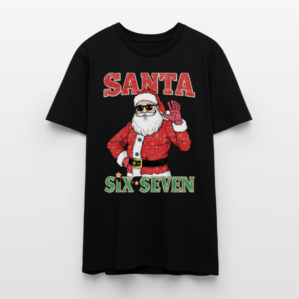 Cool Santa T-Shirt | Six Seven Edition | Lässiger Weihnachtsmann mit Sonnenbrille | Ugly Christmas Party Look | Vintage Distressed | Stanley/Stella - Schwarz