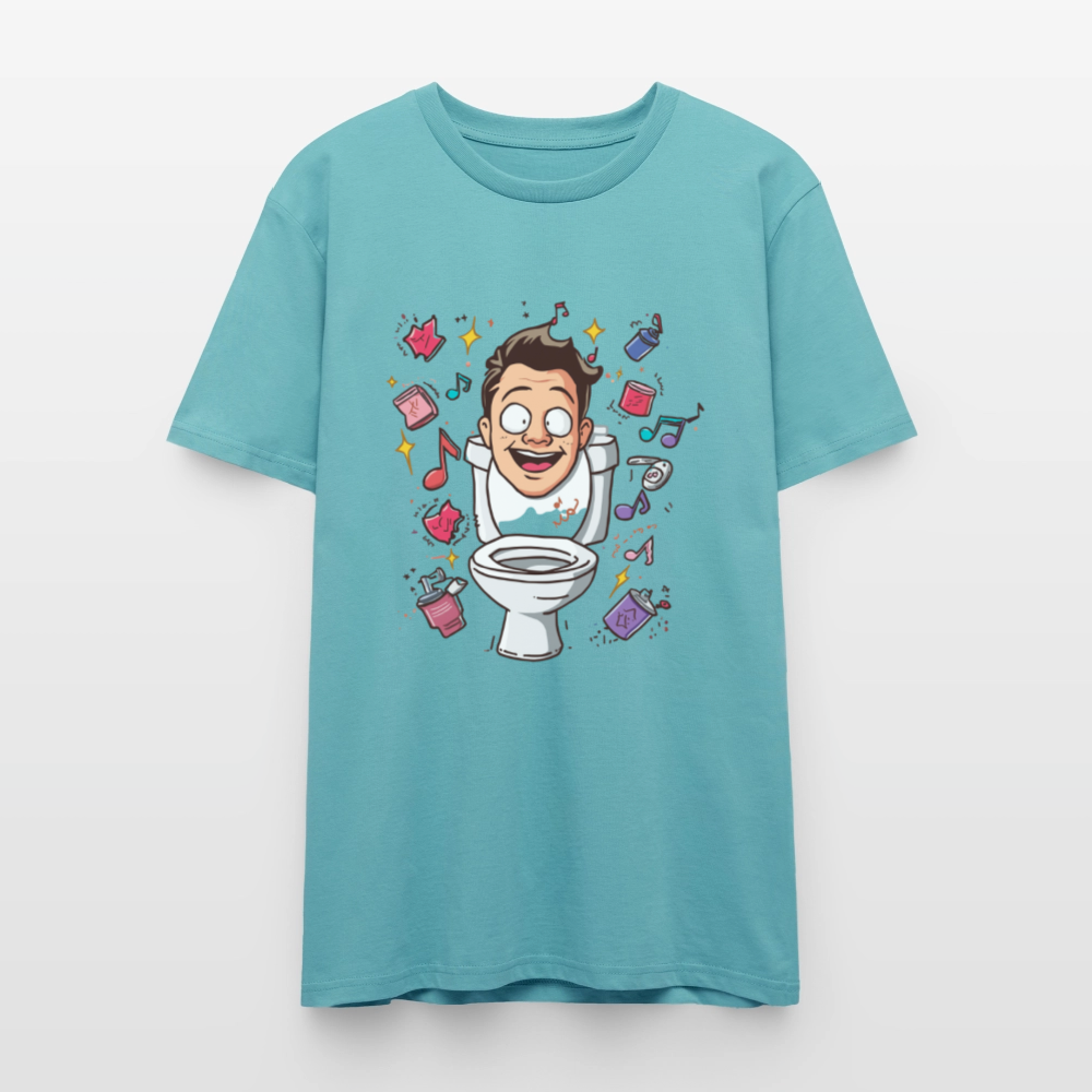Kult-Cartoon T-Shirt "Toilette Rave" | Verrücktes Party-Design | Lustiges WC-Motiv | Chaos & Musik | Stanley/Stella - Pastelltürkis