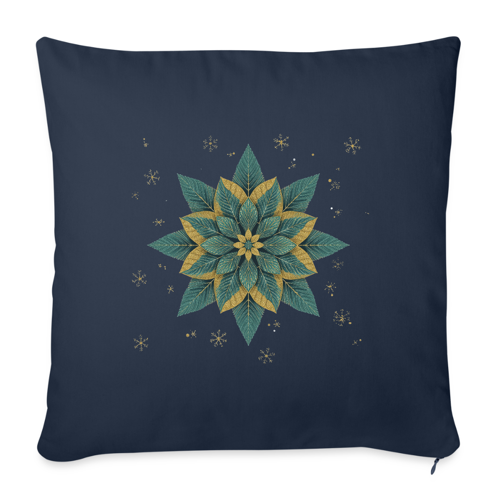 Personalisiertes Weihnachtskissen – Sofakissenbezug 44x44 cm mit festlichem Blumenstern – Holiday Decorations – Geschenkidee – Kissenbezug personalisierbar - Navy