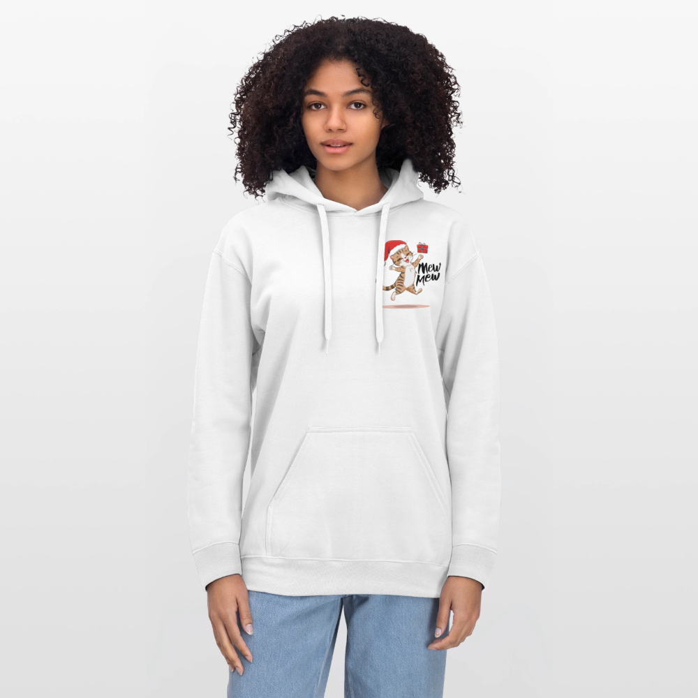 Weihnachtskatzen Hoodie "Mew Mew" | Lustiger Katzen Pullover | Modernes Weihnachtsgeschenk für Katzenfans | Unisex Kapuzenpullover - Weiß