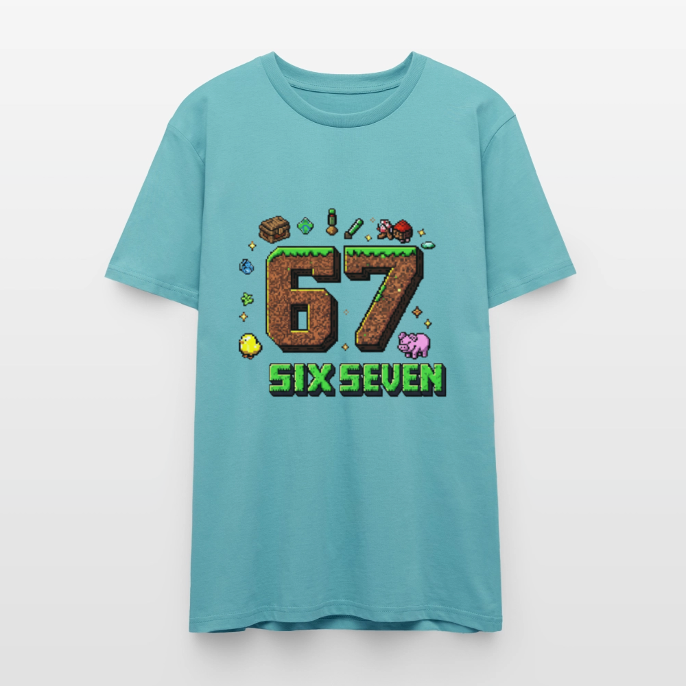 Pixel Style T-Shirt | Pixel Art Zahl 67 | Retro Gaming Look | Blockwelt Design | Stanley/Stella Crafter Unisex - Pastelltürkis