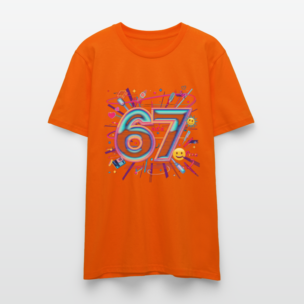 Pop Art Doodle T-Shirt | Neon Graffiti Zahl 67 | Kawaii Street Style Unisex Shirt | Stanley/Stella - Tieforange