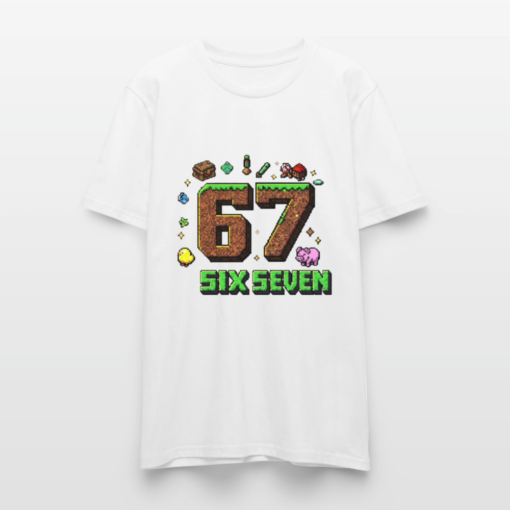 Pixel Style T-Shirt | Pixel Art Zahl 67 | Retro Gaming Look | Blockwelt Design | Stanley/Stella Crafter Unisex - Weiß