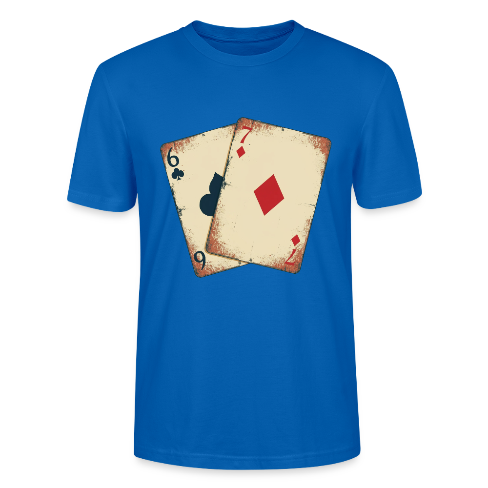 Vintage Poker T-Shirt "Glücksspiel Hand" | Distressed Spielkarten Grunge Look | Casino & Kartenspiel Motiv | Stanley/Stella - Pfauenblau