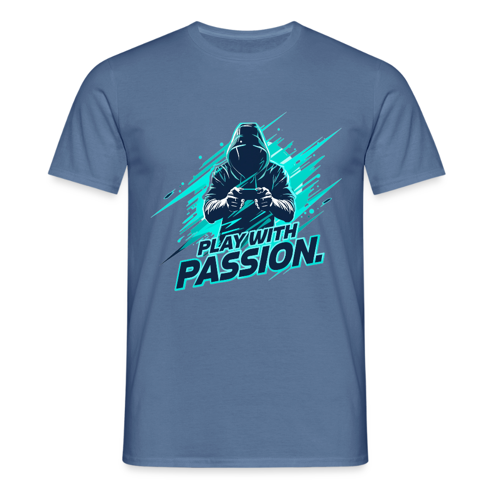 Männer T-Shirt - mit Gaming-Spruch - Taubenblau 
