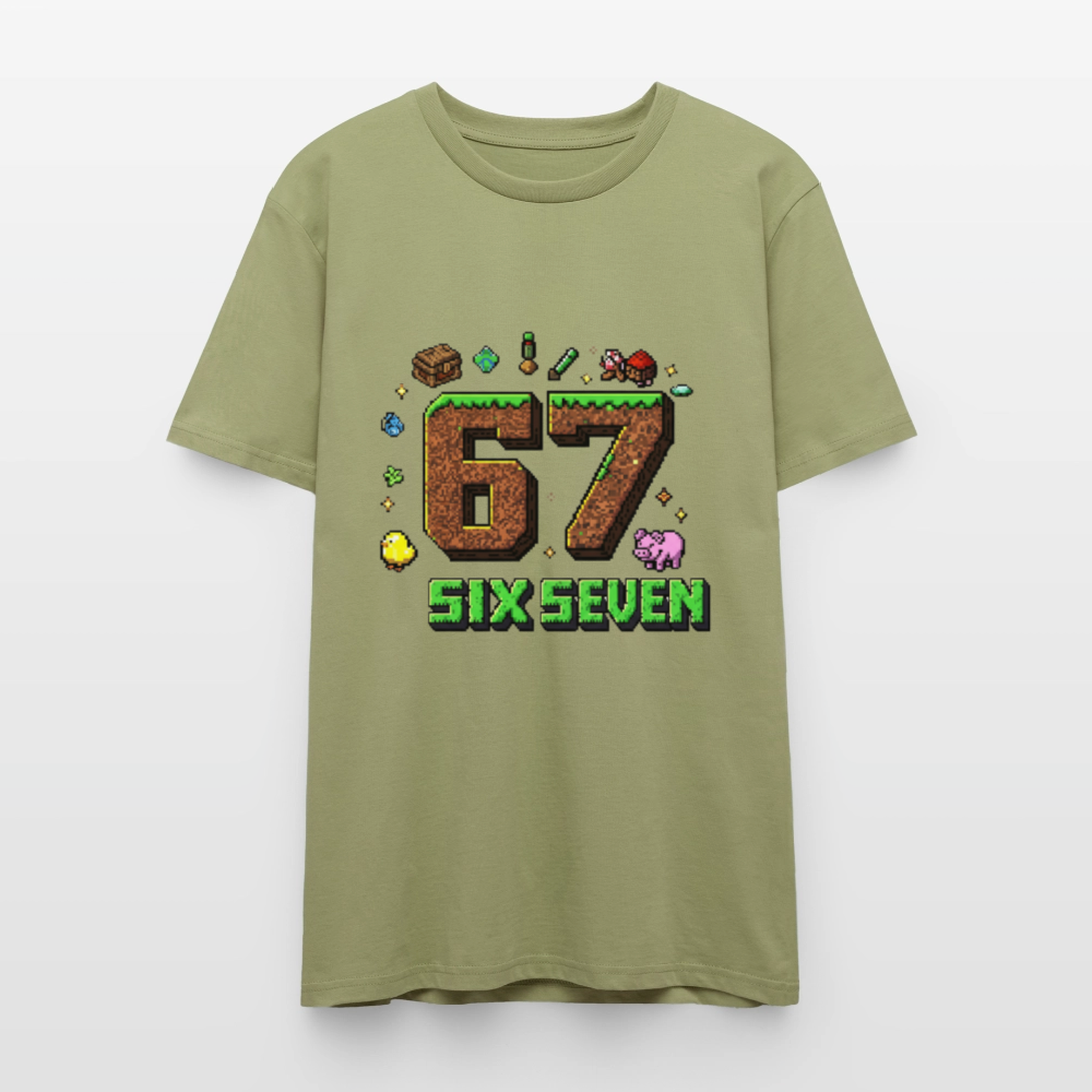 Pixel Style T-Shirt | Pixel Art Zahl 67 | Retro Gaming Look | Blockwelt Design | Stanley/Stella Crafter Unisex - Nebelgrün