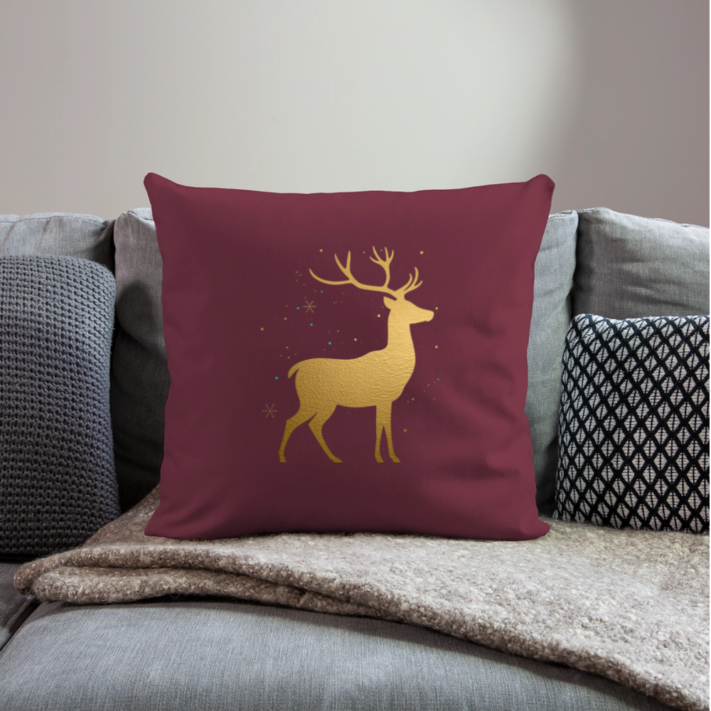 Goldener Hirsch Sofakissenbezug 44×44 cm | Weihnachtsdeko | Personalisierbares Kissen | Holiday Decoration | Geschenkidee - Burgunderrot