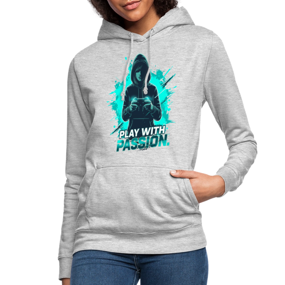 Frauen Gamer Hoodie mit Spruch – Kapuzenpullover für Gaming-Fans - Hellgrau meliert