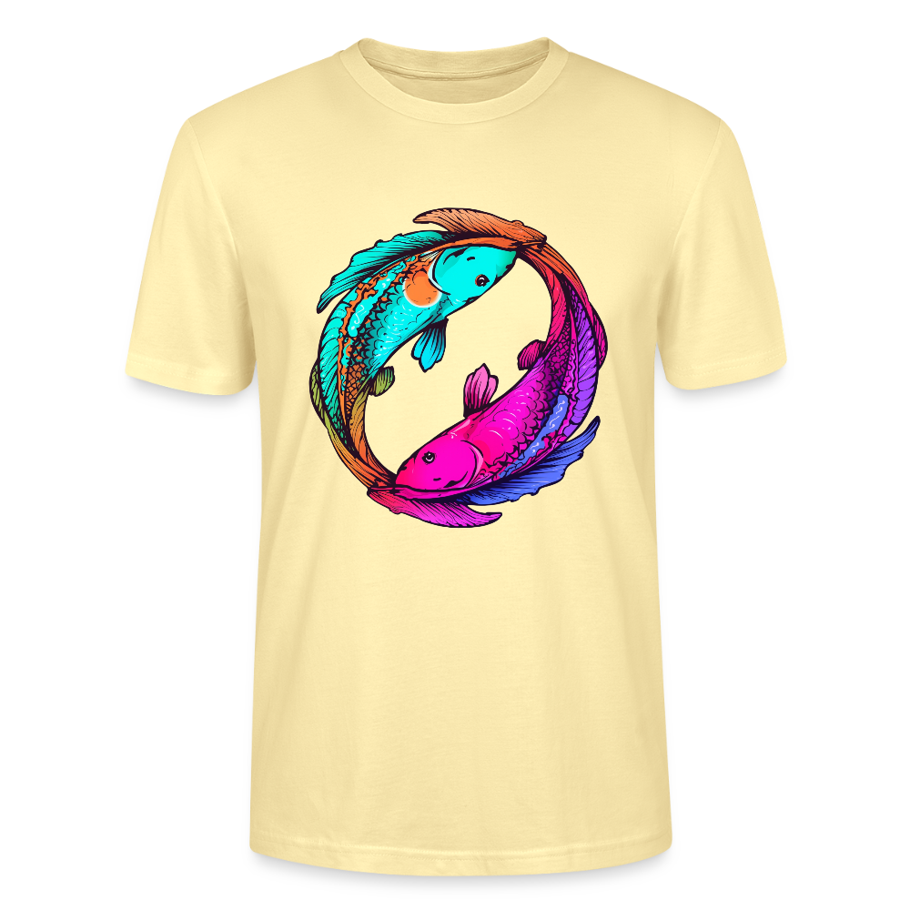 Yin & Yang Koi T-Shirt | Neon Cyberpunk Fisch Design | Japanische Balance & Harmonie | Stanley/Stella Unisex Bio-Baumwolle - Creme