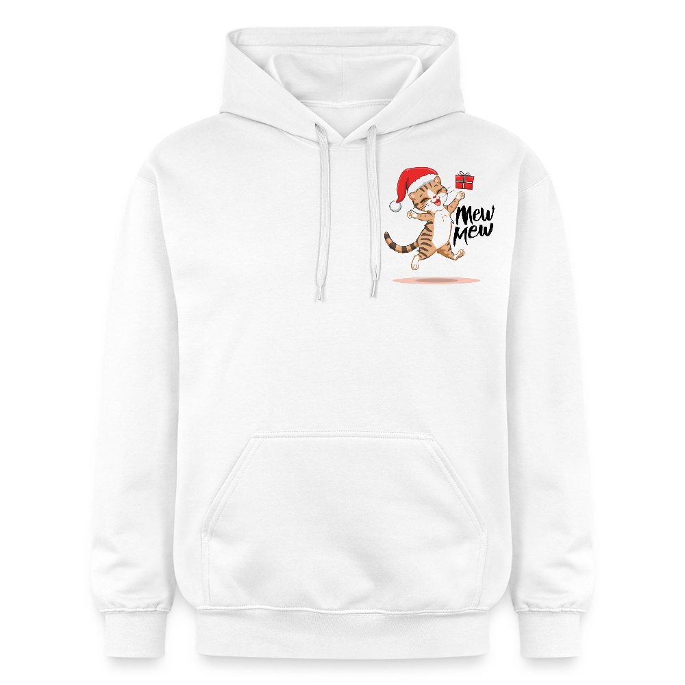 Weihnachtskatzen Hoodie "Mew Mew" | Lustiger Katzen Pullover | Modernes Weihnachtsgeschenk für Katzenfans | Unisex Kapuzenpullover - Weiß